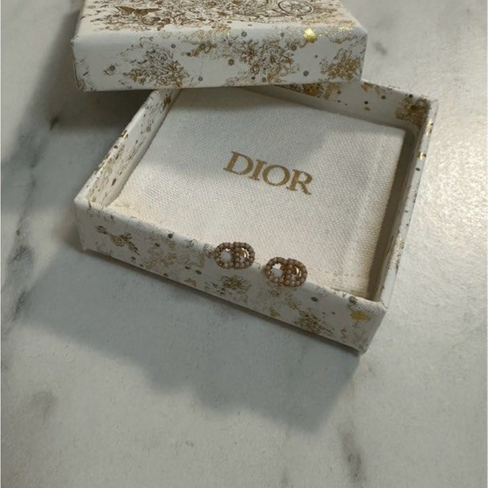 Dior Pearl Gold Stud Earrings